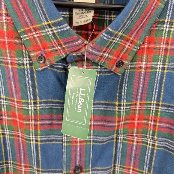 L.L. Bean Flannel Plaid Long Sleeve Shirt Mens XXL Traditional Fit Red Blue - Picture 3 of 6